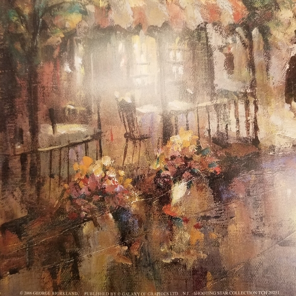 ✅Print of Oil Painting by George Bjorkland of French Street Scene Litho USA - Picture 4 of 8